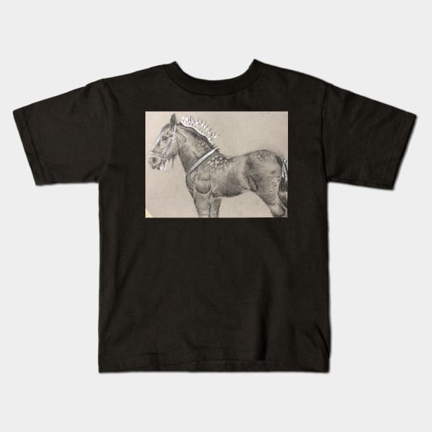 Dapple Grey Shire Horse Kids T-Shirt by panther-star